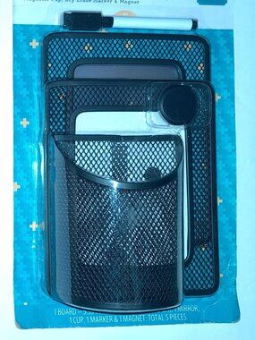 Locker Accessories Kit: Magnetic Dry Erase Board, Mirror, Marker, Cup, Magnet